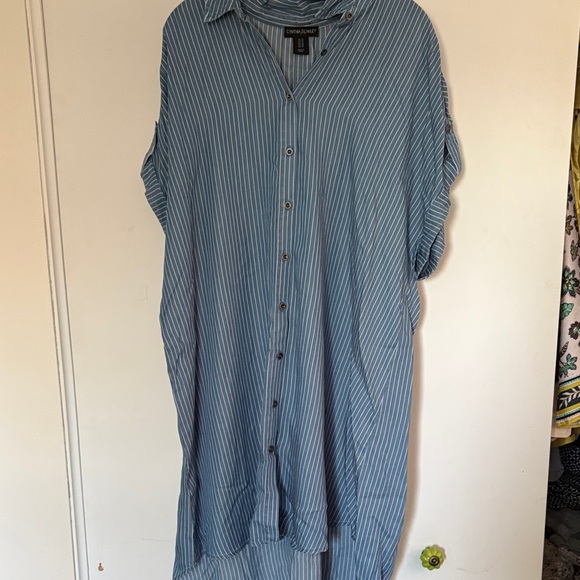 Cynthia Rowley Dresses & Skirts - Cynthia Rowley Light Blue & White Pinstripe Shirt Dress